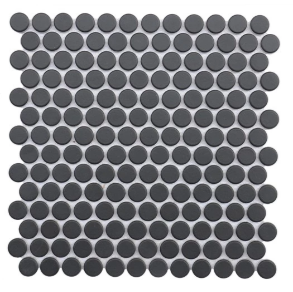 Black Penny Round - glass tile
